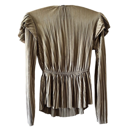 Zara Long Sleeve Ruffled Pleated Blouse Size S - Picture 2 of 6